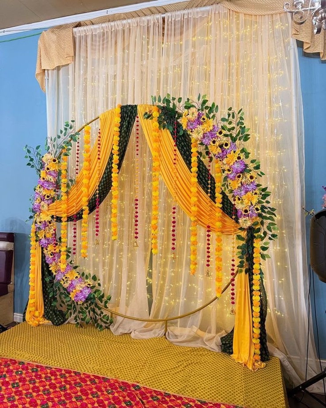 Rectangular flower backdrop wedding reception