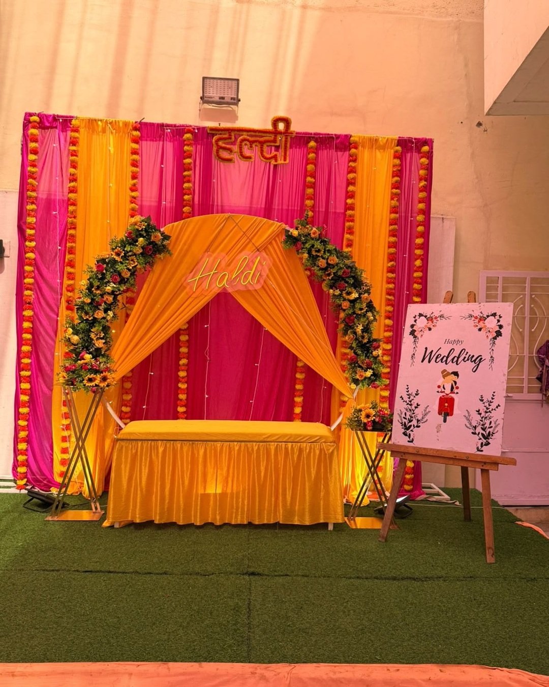 Rectangular flower backdrop corporate launch