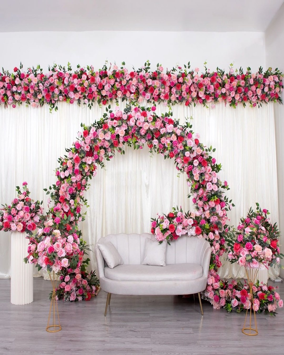Rectangular flower backdrop wedding reception