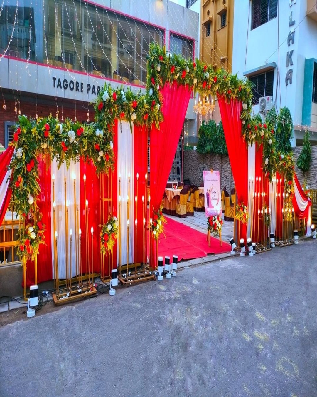 Rectangular flower backdrop corporate launch